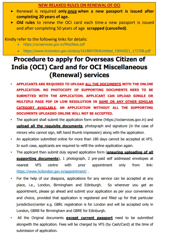 OCI Card Here are details of all requisite documents, photograph