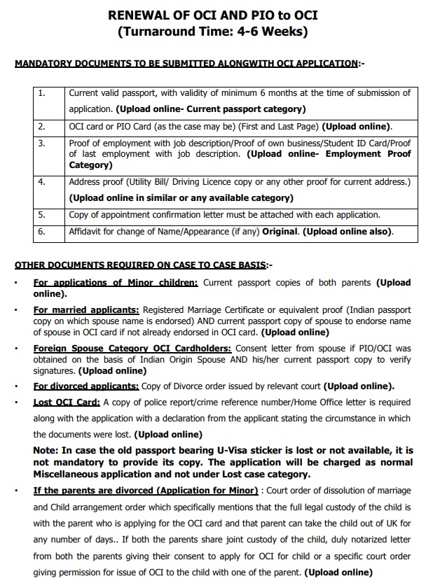 OCI Card Here are details of all requisite documents, photograph