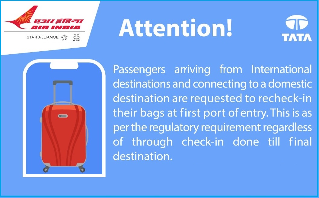 Air India international passengers will have to collect luggage and ...