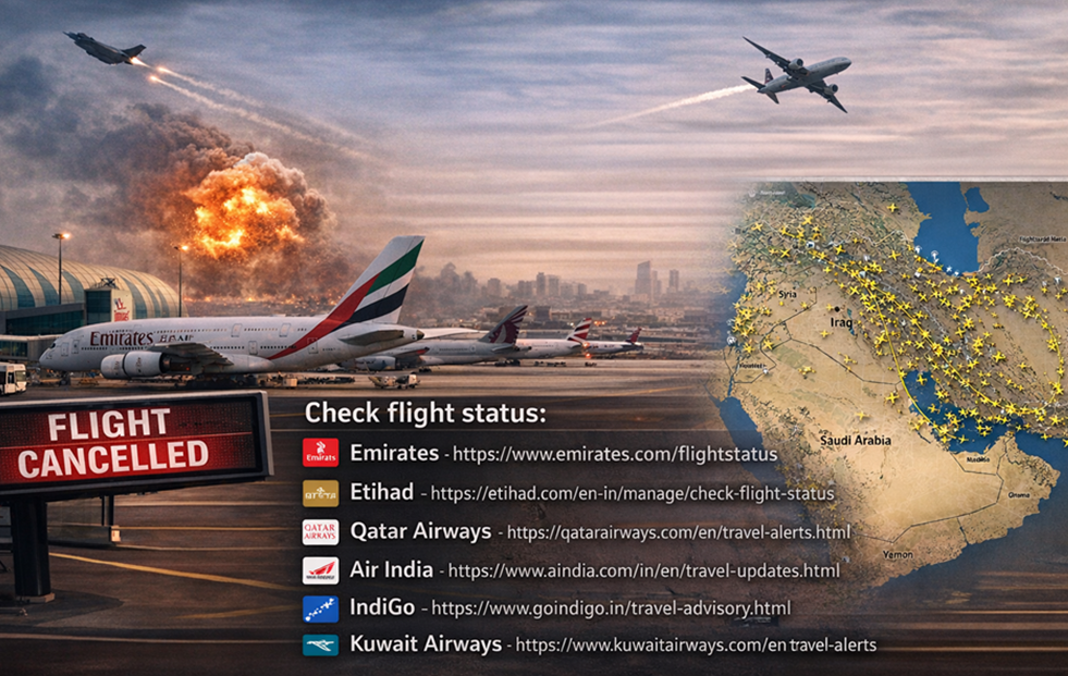 Flights to Middle East and India cancelled as airspace closes after US-Israel strikes on Iran