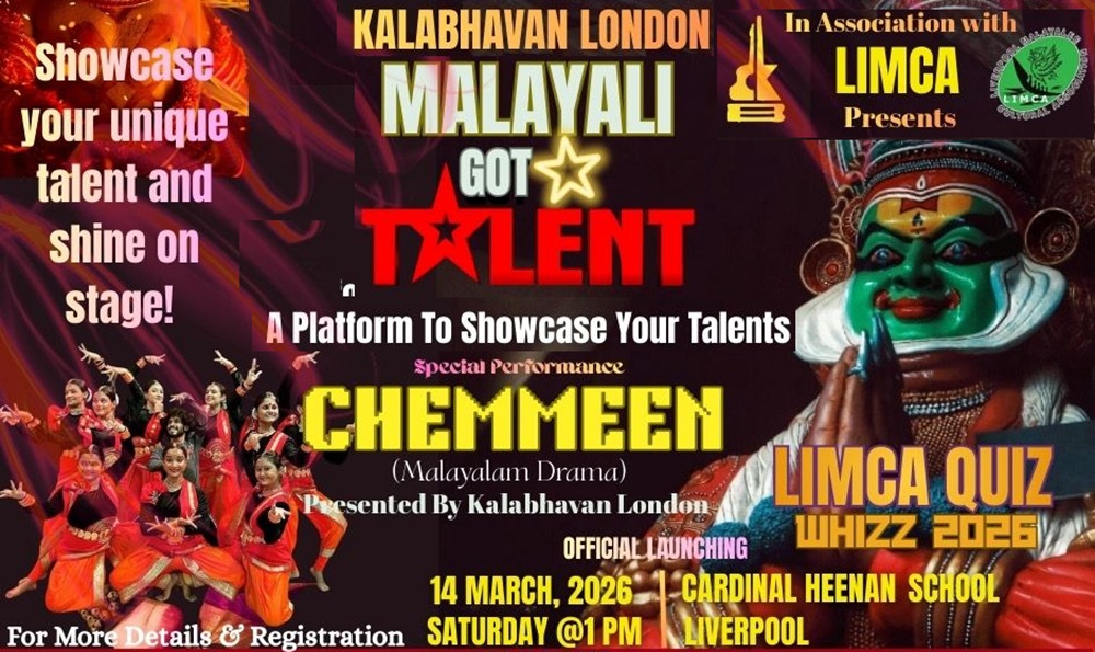 Kalabhavan London presents “Malayali Got Talent” in Liverpool on March 14