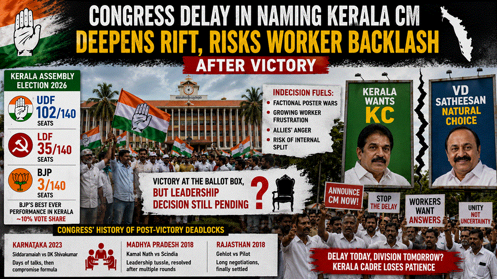 Congress Delay in Naming Kerala CM Deepens Rift, Risks Worker Backlash After Victory
