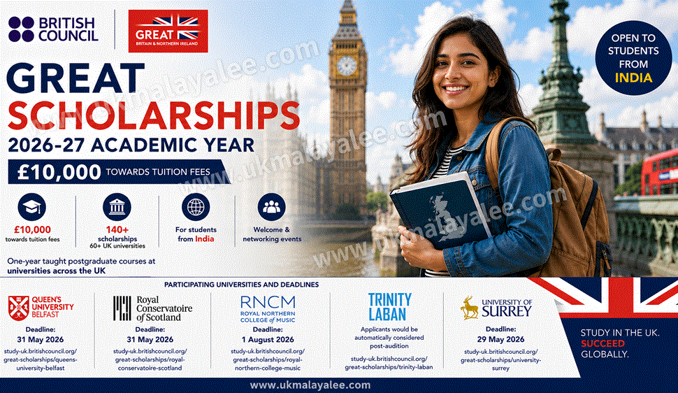 UK GREAT Scholarships 2026-27 Open for Indian Students Across Top Universities