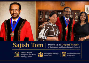 Keralite Sajish Tom Sworn in as Deputy Mayor of Basingstoke and Deane Borough Council