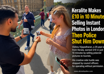 Keralite Makes £10 in 10 Minutes Selling Instant Photos in London — Then Police Shut Him Down