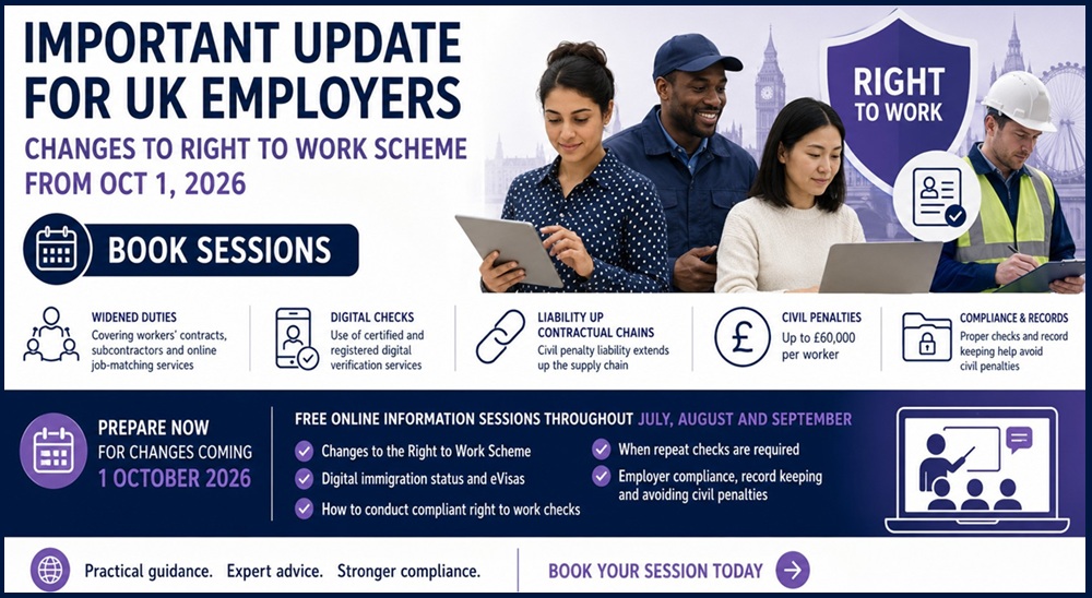 Important update for UK Employers and Employees: Right to Work Scheme from Oct 1: Book Sessions