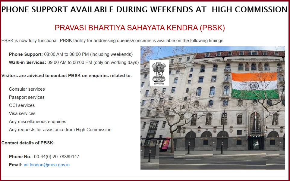 Indian High Commission in UK Now Offers Consular Phone Support During Weekends